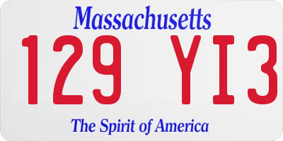 MA license plate 129YI3