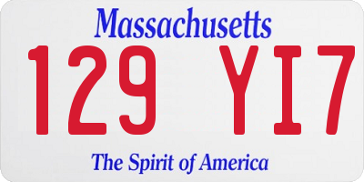 MA license plate 129YI7