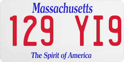 MA license plate 129YI9
