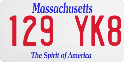 MA license plate 129YK8