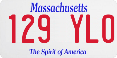 MA license plate 129YL0