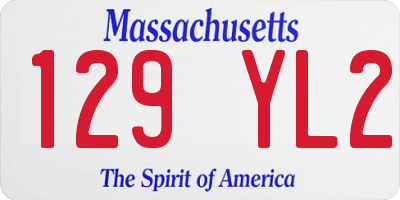 MA license plate 129YL2