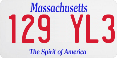 MA license plate 129YL3