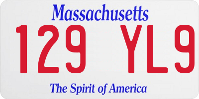 MA license plate 129YL9