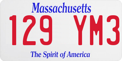 MA license plate 129YM3