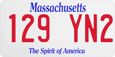 MA license plate 129YN2