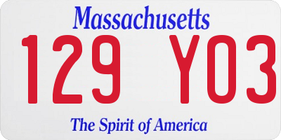 MA license plate 129YO3
