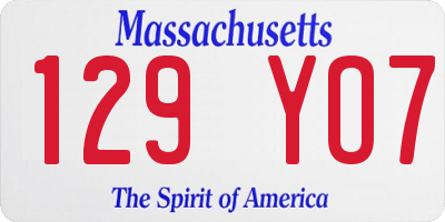 MA license plate 129YO7