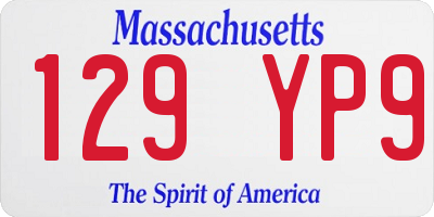MA license plate 129YP9