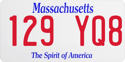 MA license plate 129YQ8