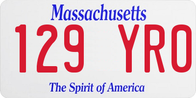 MA license plate 129YR0