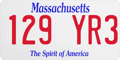 MA license plate 129YR3