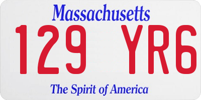 MA license plate 129YR6