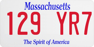 MA license plate 129YR7