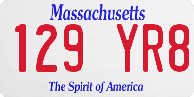 MA license plate 129YR8