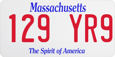 MA license plate 129YR9