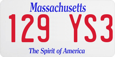 MA license plate 129YS3