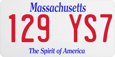 MA license plate 129YS7