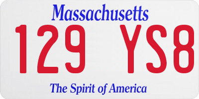 MA license plate 129YS8