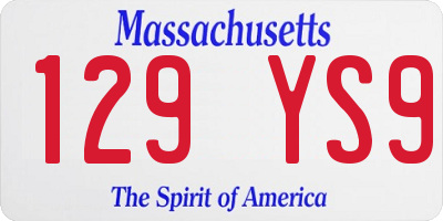 MA license plate 129YS9