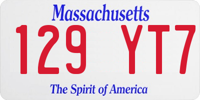 MA license plate 129YT7