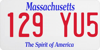 MA license plate 129YU5