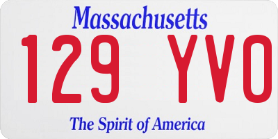 MA license plate 129YV0