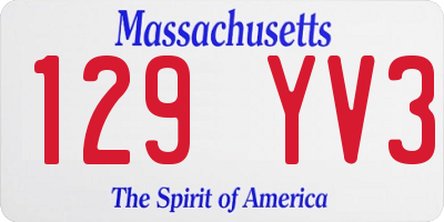 MA license plate 129YV3