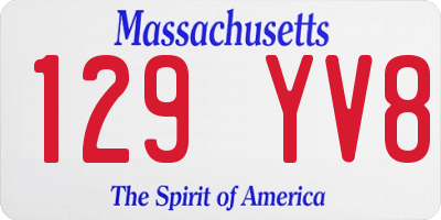 MA license plate 129YV8