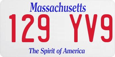 MA license plate 129YV9