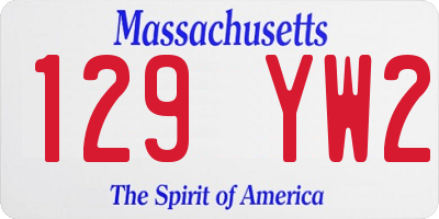 MA license plate 129YW2