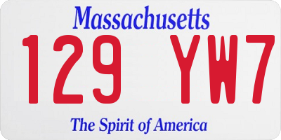 MA license plate 129YW7