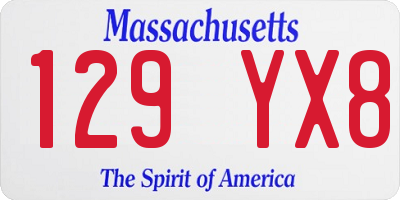 MA license plate 129YX8