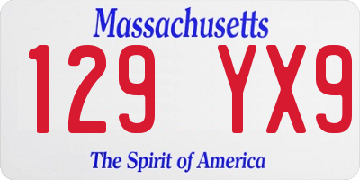 MA license plate 129YX9