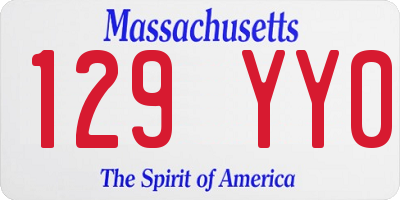 MA license plate 129YY0