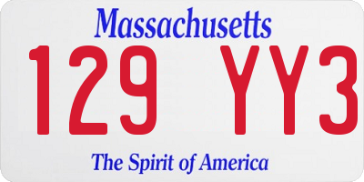 MA license plate 129YY3
