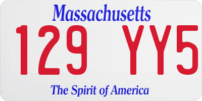 MA license plate 129YY5