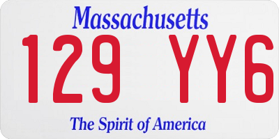 MA license plate 129YY6