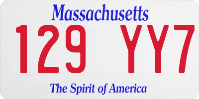 MA license plate 129YY7