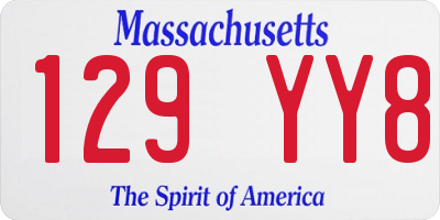 MA license plate 129YY8