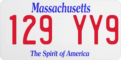 MA license plate 129YY9