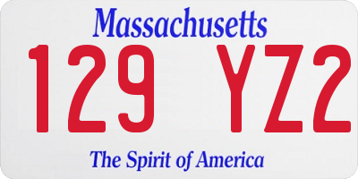 MA license plate 129YZ2