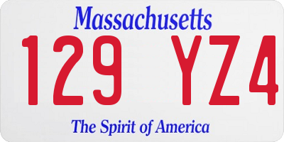 MA license plate 129YZ4