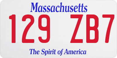 MA license plate 129ZB7