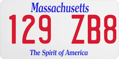 MA license plate 129ZB8