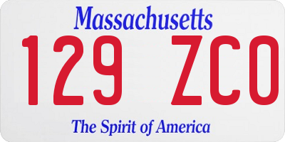 MA license plate 129ZC0