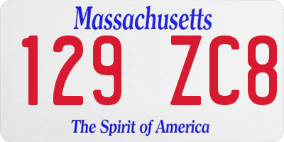 MA license plate 129ZC8