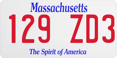 MA license plate 129ZD3