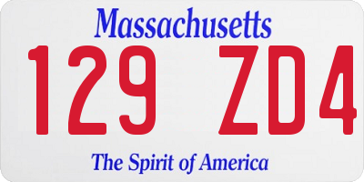 MA license plate 129ZD4