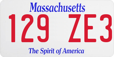 MA license plate 129ZE3